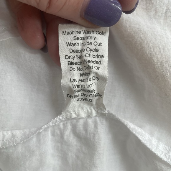 Cabi Shirt Women M White Lightweight Sheer Lace Trim Long Sleeve Whimsical Top - Picture 10 of 10